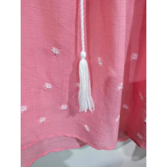 June & Hudson Pink Embroiderd  Tassel Boho Peasant Top  Size 1 Medium - Picture 3 of 4